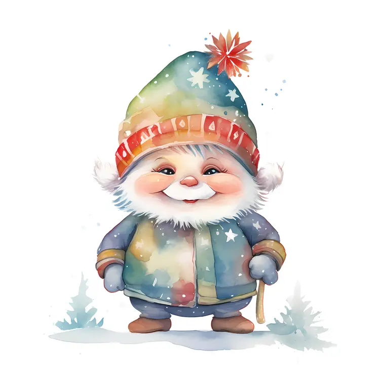 Single Gnome with Colorful Hat
