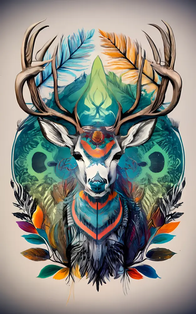 Colorful Deer with Artistic Background