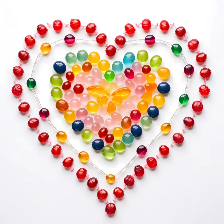 Heart Shape Made of Colorful Sweets