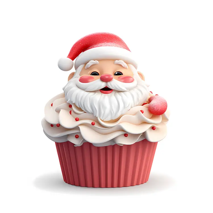 Santa Claus Cupcake with White Beard
