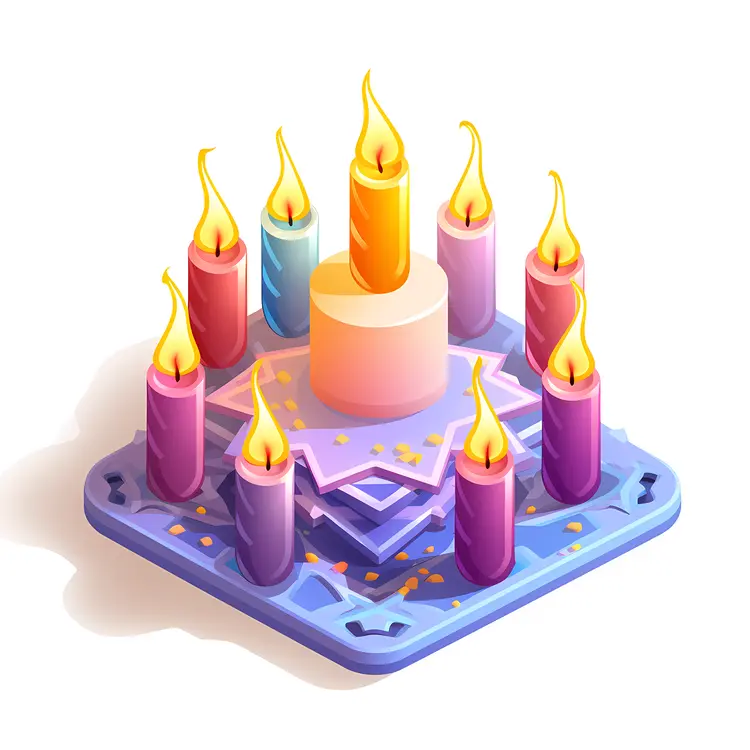 Colorful Star with Central Candle