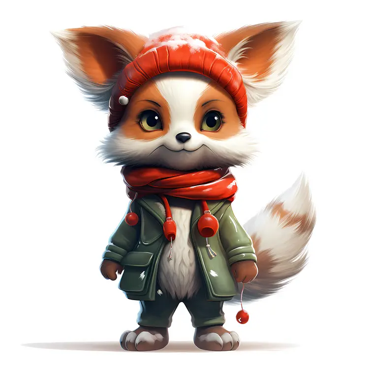 Cute Fox in Winter Outfit