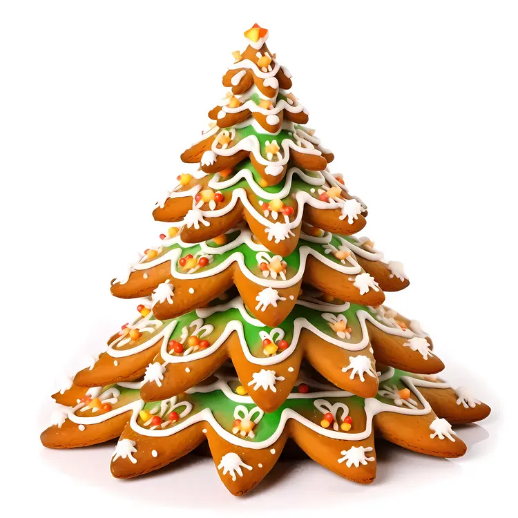 Decorated Gingerbread Christmas Tree with Icing