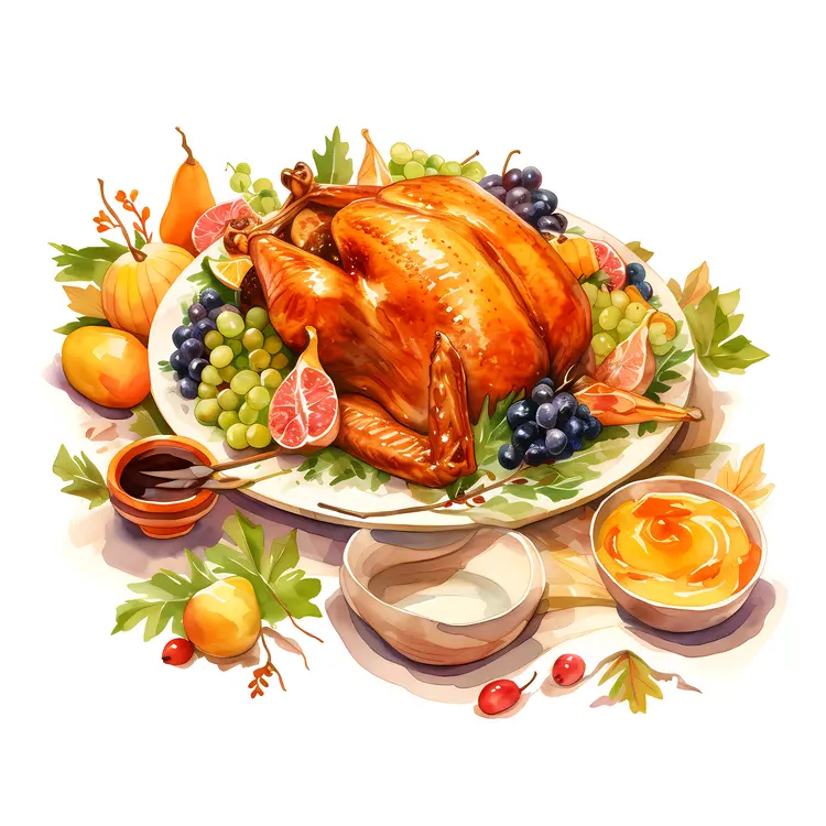 Roasted Turkey with Grapes and Figs for Thanksgiving