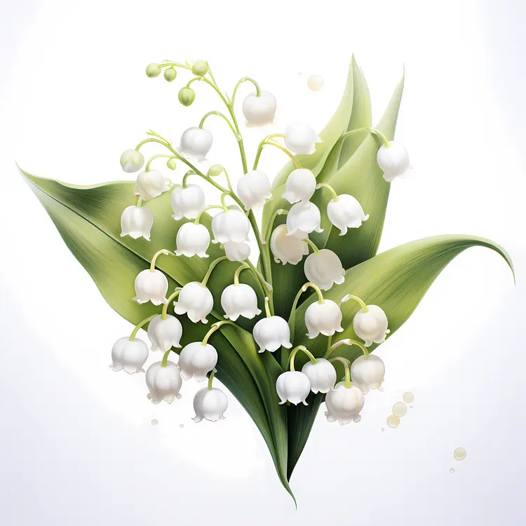 Delicate Lily of the Valley with Green Leaves