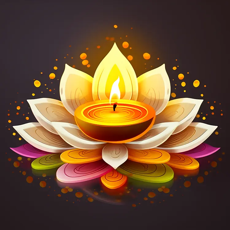 Candle in Colorful Lotus