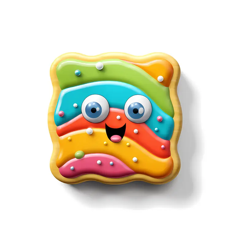Cute Colorful Cookie with Smiling Face