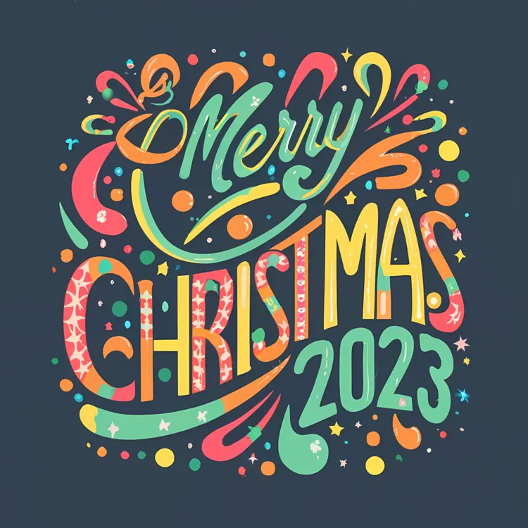 Colorful Merry Christmas 2023 Text
