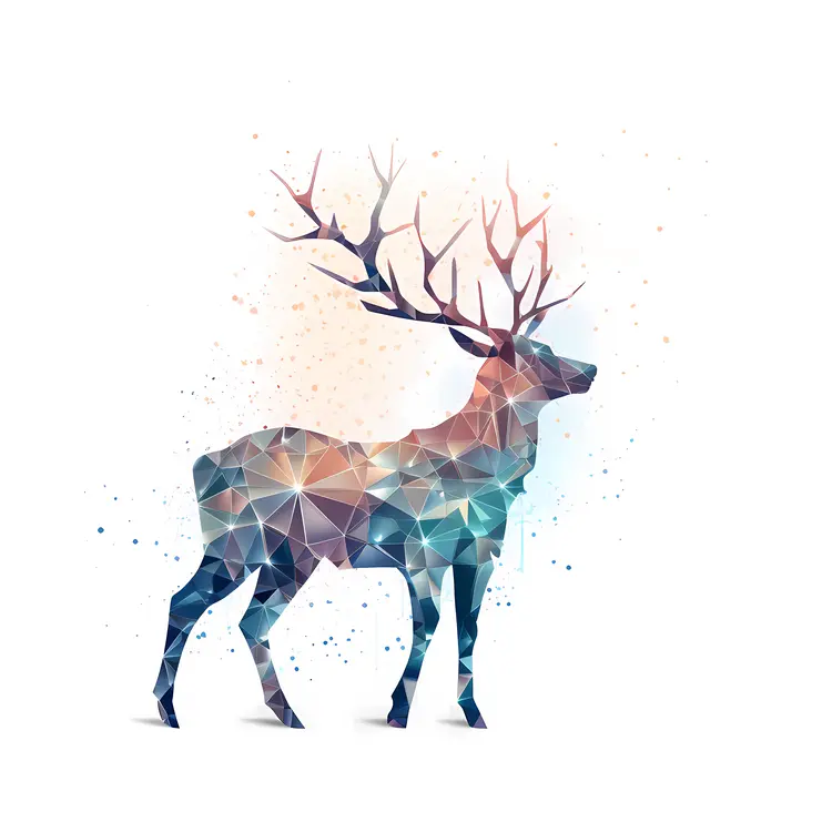 Abstract Geometric Deer with Antlers