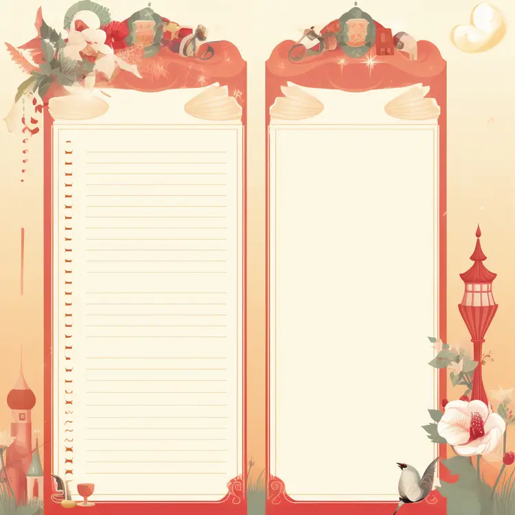 Beautiful Stationery with Lanterns and Flowers for Mid-Autumn Festival