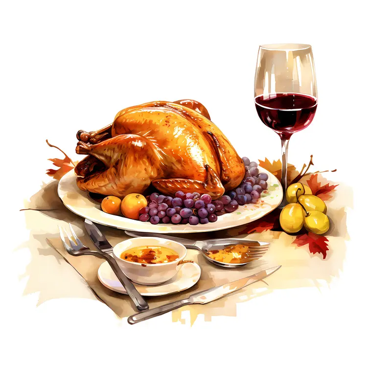 Roasted Turkey with Wine and Grapes