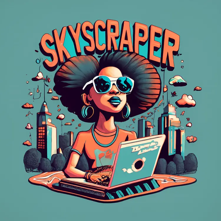 Cool Skyscraper with Laptop and Sunglasses