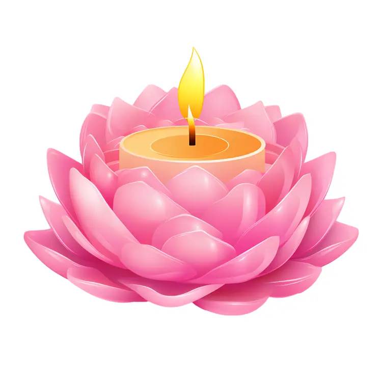 Pink Lotus Candle with Yellow Flame