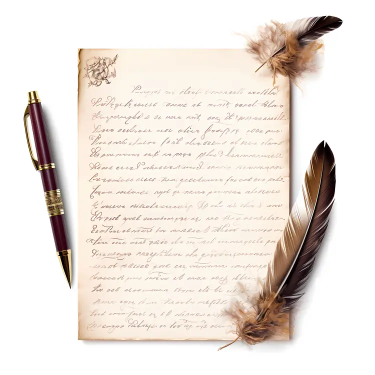 Vintage Handwritten Letter with Feathers