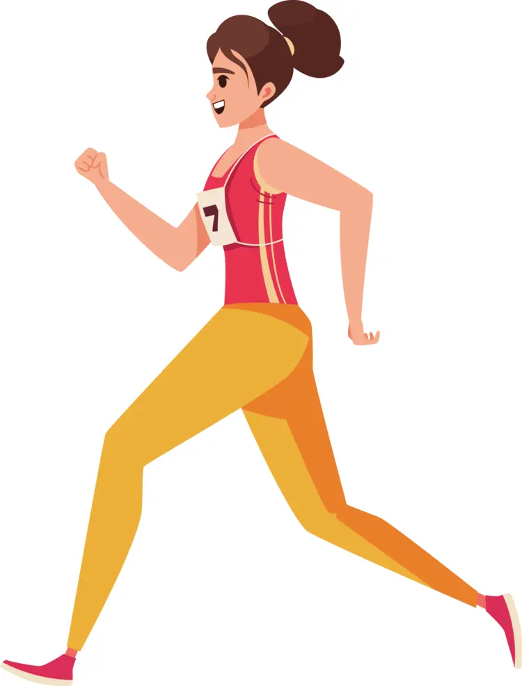 Running Woman in Red and Yellow Outfit