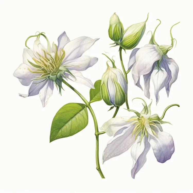 Beautiful White Flower Botanical Illustration