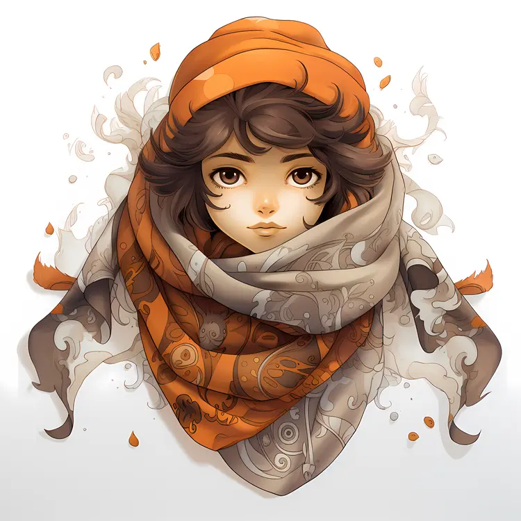 Girl with Orange Hat and Scarf