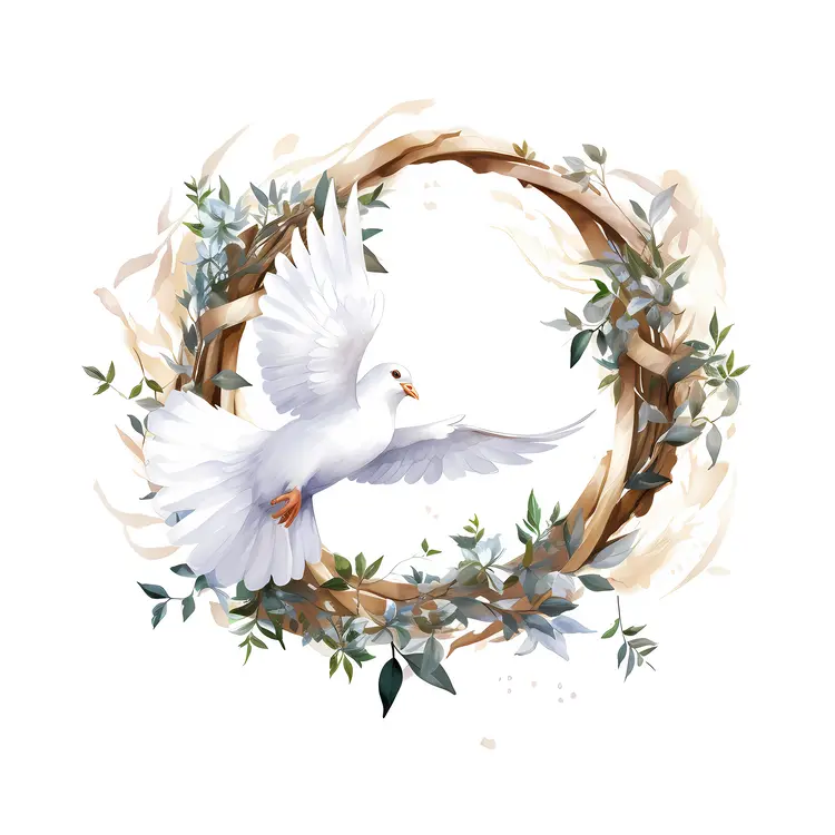 White Dove with Wreath