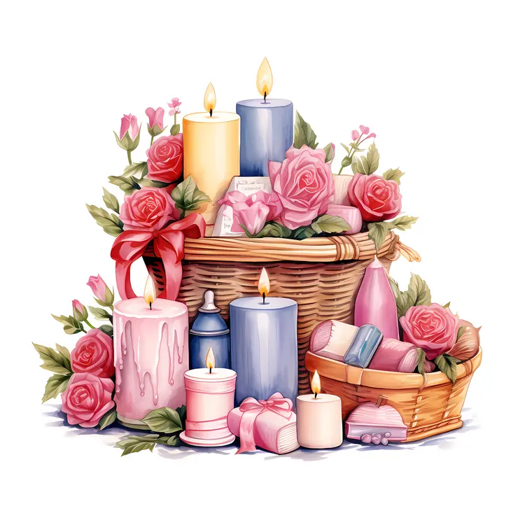 Romantic Candle and Rose Arrangement