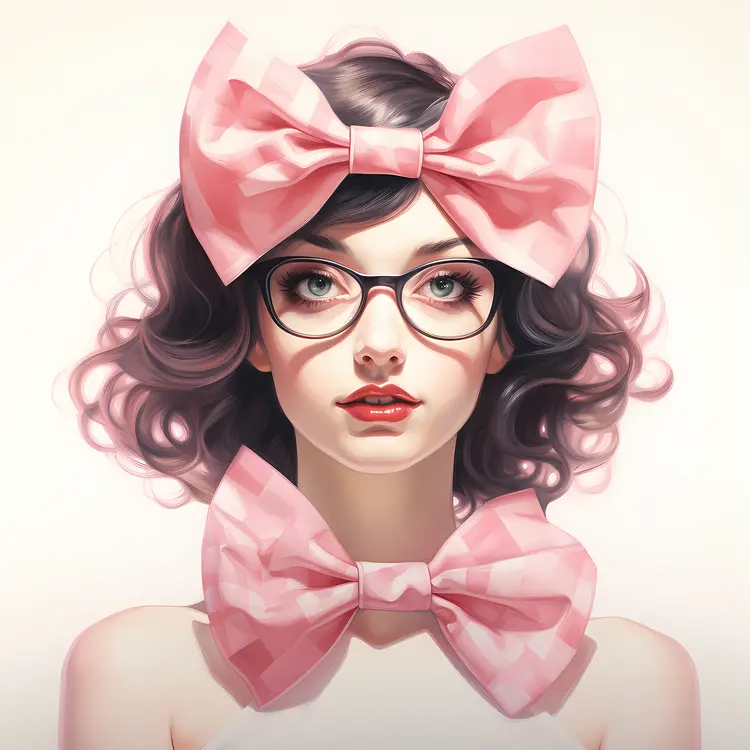 Fashionable Girl with Pink Bows