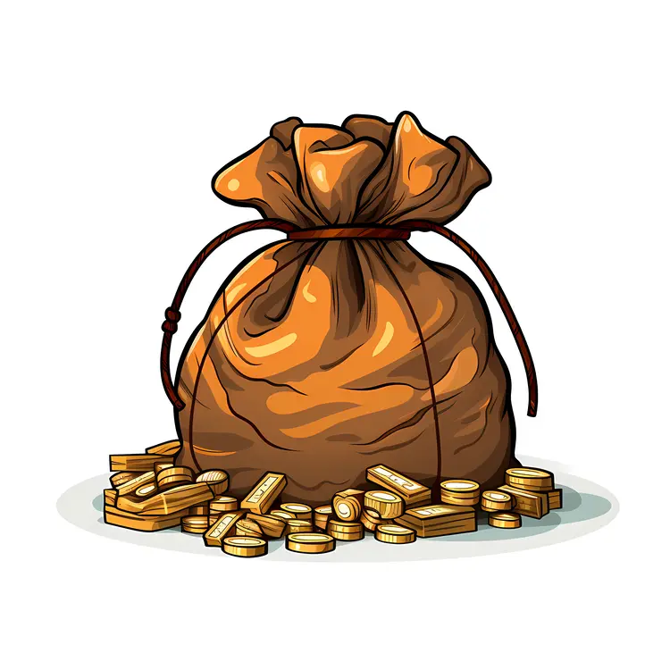 Brown Bag of Gold Coins