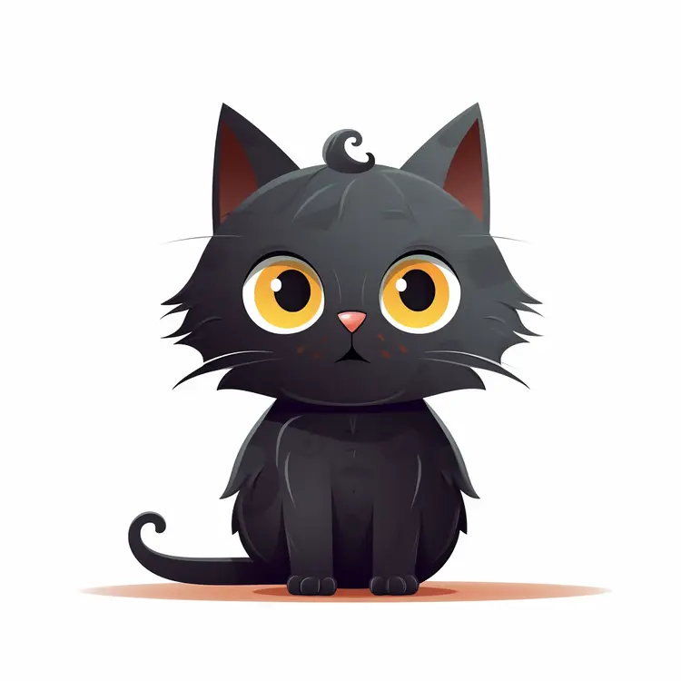 Cute Black Cat Cartoon Illustration for Halloween