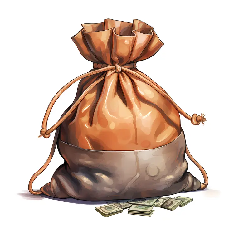Brown Money Bag with Cash