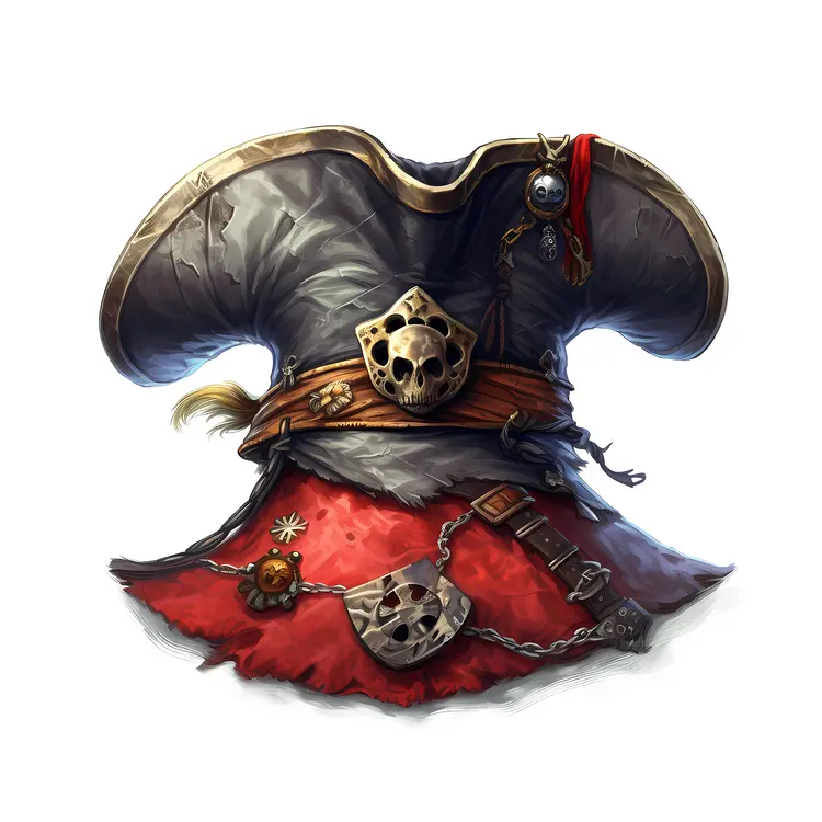 Red and Black Pirate Hat with Skull Emblem