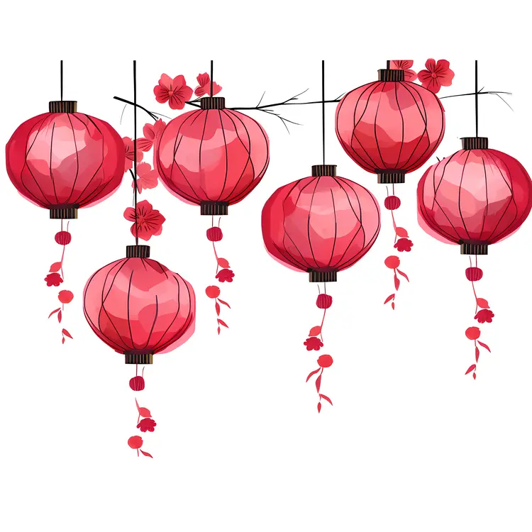 Hanging Red Lanterns for Chinese New Year