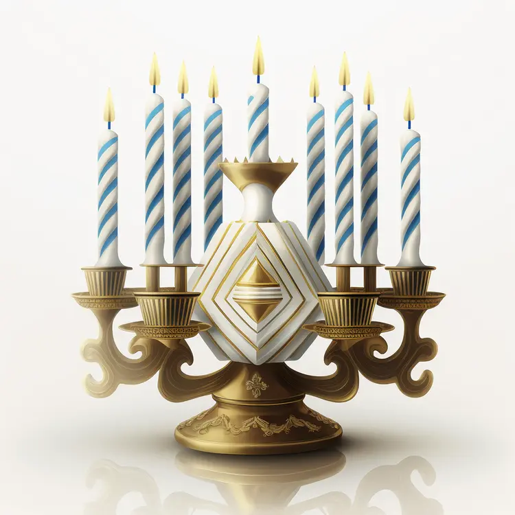 Elegant Menorah with Lit Candles for Hanukkah Celebration