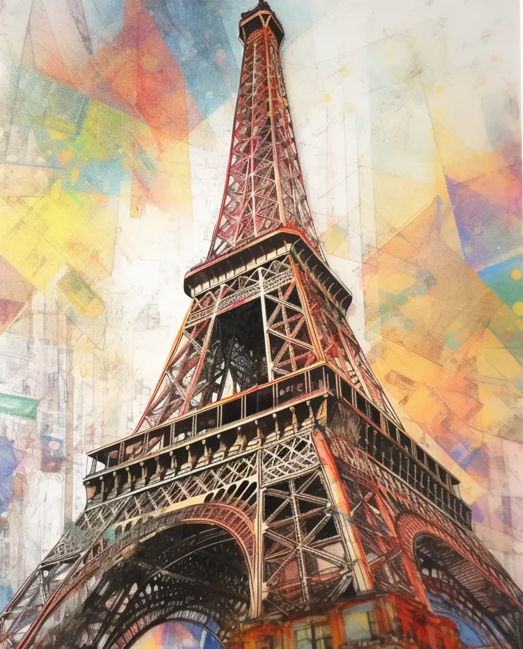 Colorful Artistic Eiffel Tower Illustration