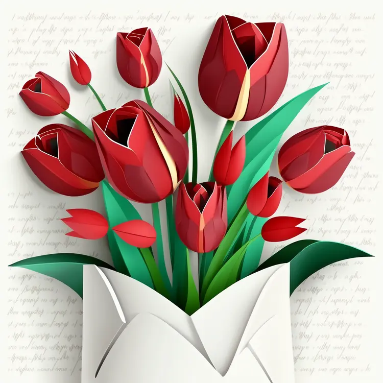 Beautiful Red Tulips in Paper Wrapping