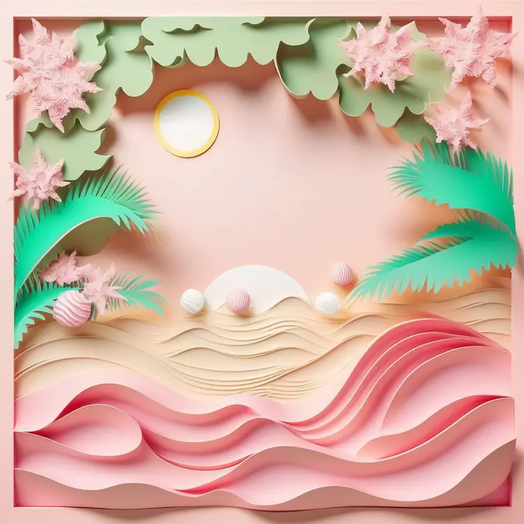 Tropical Beach Paper Art
