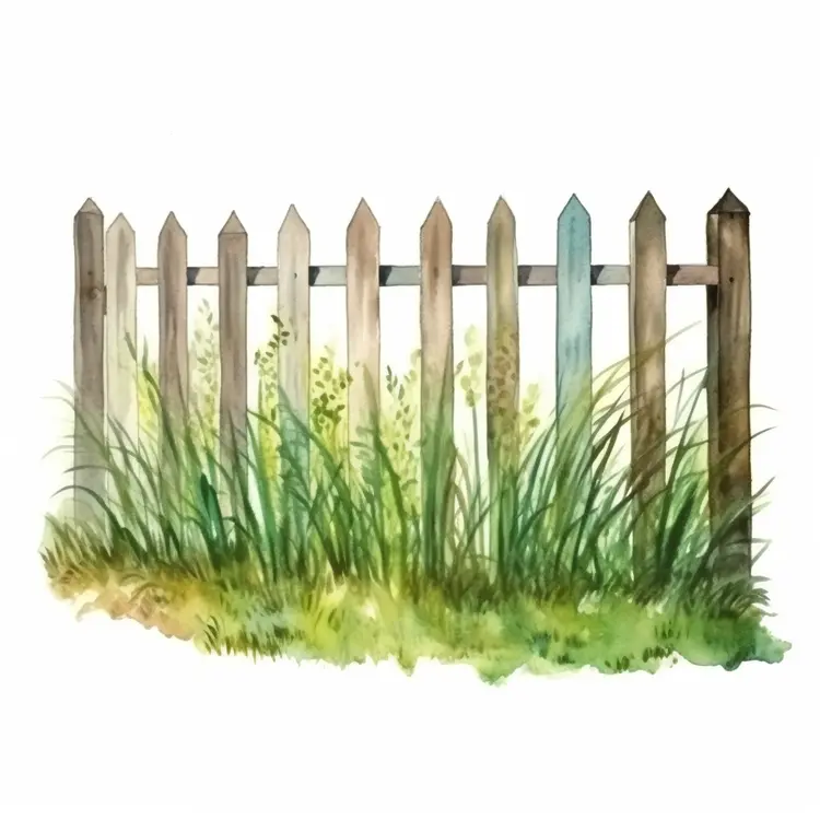 Wooden Fence with Grass