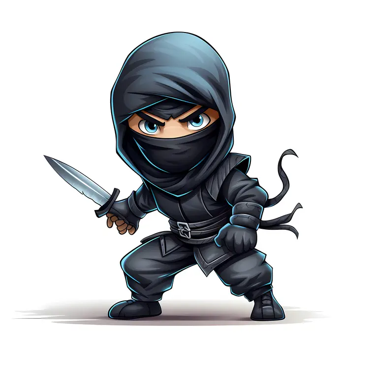 Cute Cartoon Ninja with Dagger