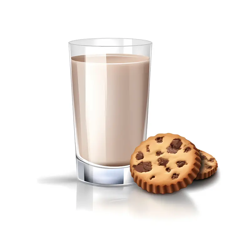 Glass of Milk with Chocolate Chip Cookies