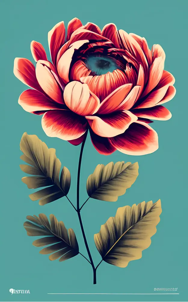 Red and Pink Flower with Green Leaves
