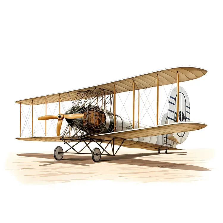 Historical Biplane with Wooden Structure