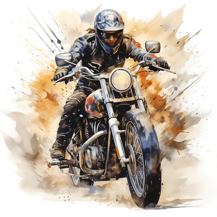 Motorcyclist Riding in Dusty Terrain