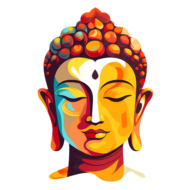 Colorful Buddha Face Illustration