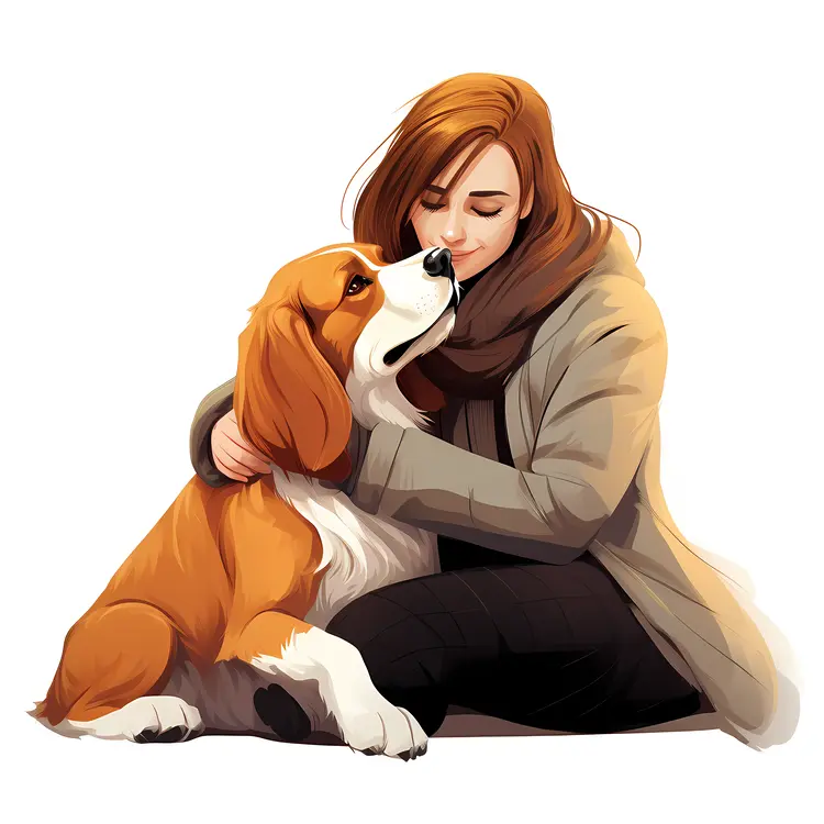 Woman Hugging Her Dog with Love