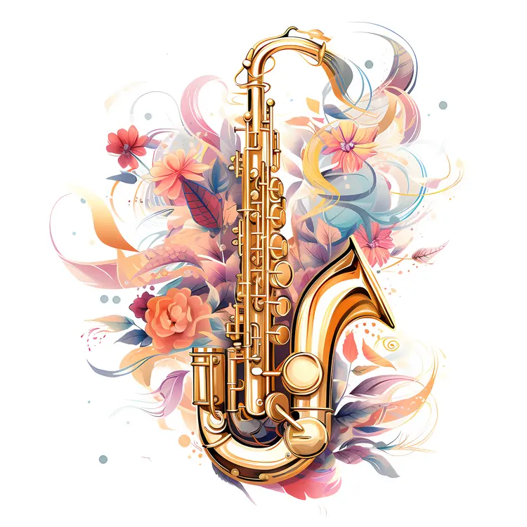 Saxophone with Pastel Floral Arrangement