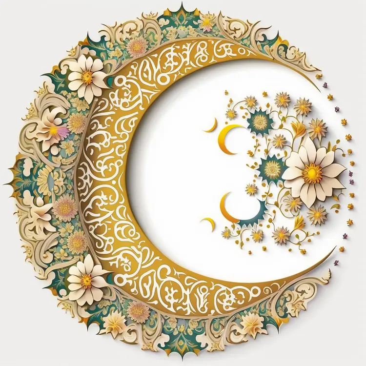 Floral Crescent Moon Decoration