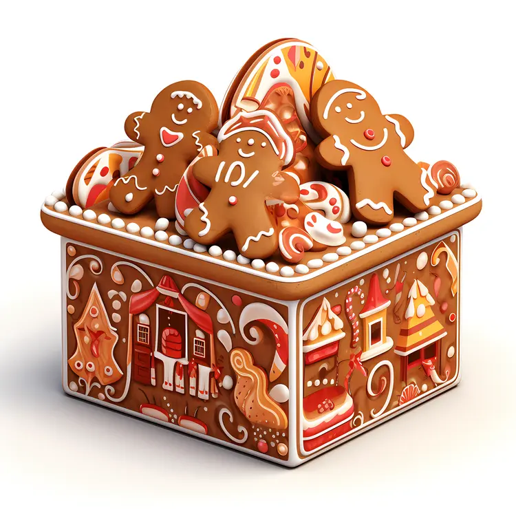 Gingerbread Cookies in a Decorated Box