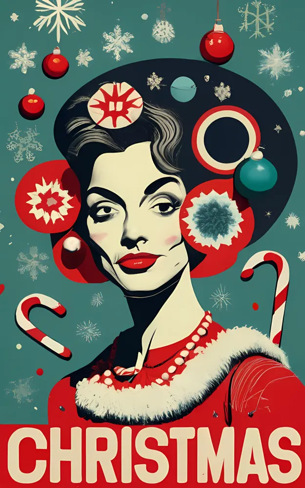 Vintage Woman with Christmas Ornaments