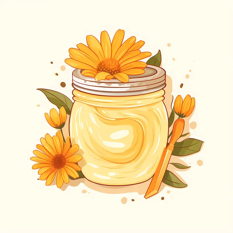 Jar of Cream with Yellow Flowers