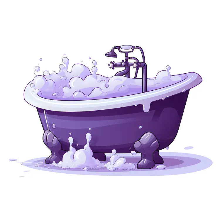 Purple Bathtub Filled with Bubbles