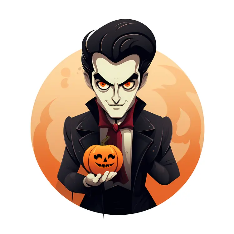Cute Vampire Holding a Pumpkin