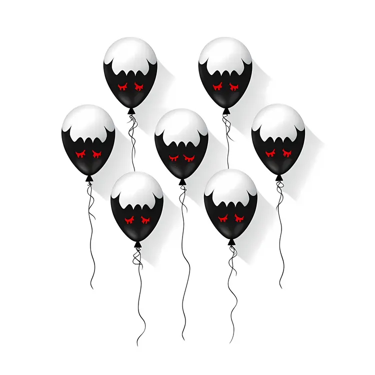Black and White Halloween Balloons with Red Eyes