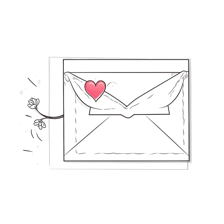 Envelope with Heart and Flowers